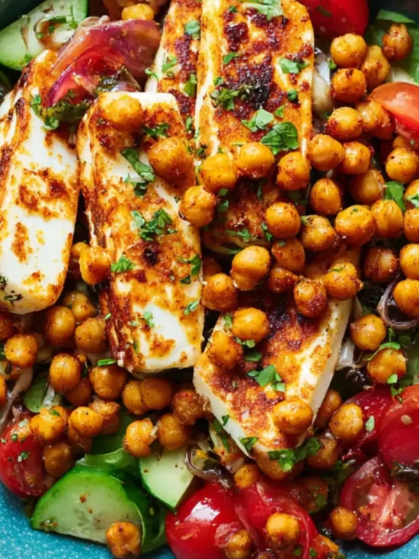 Roasted Halloumi Chickpea Bowl Warm Satisfying Way to Make Real Dinner