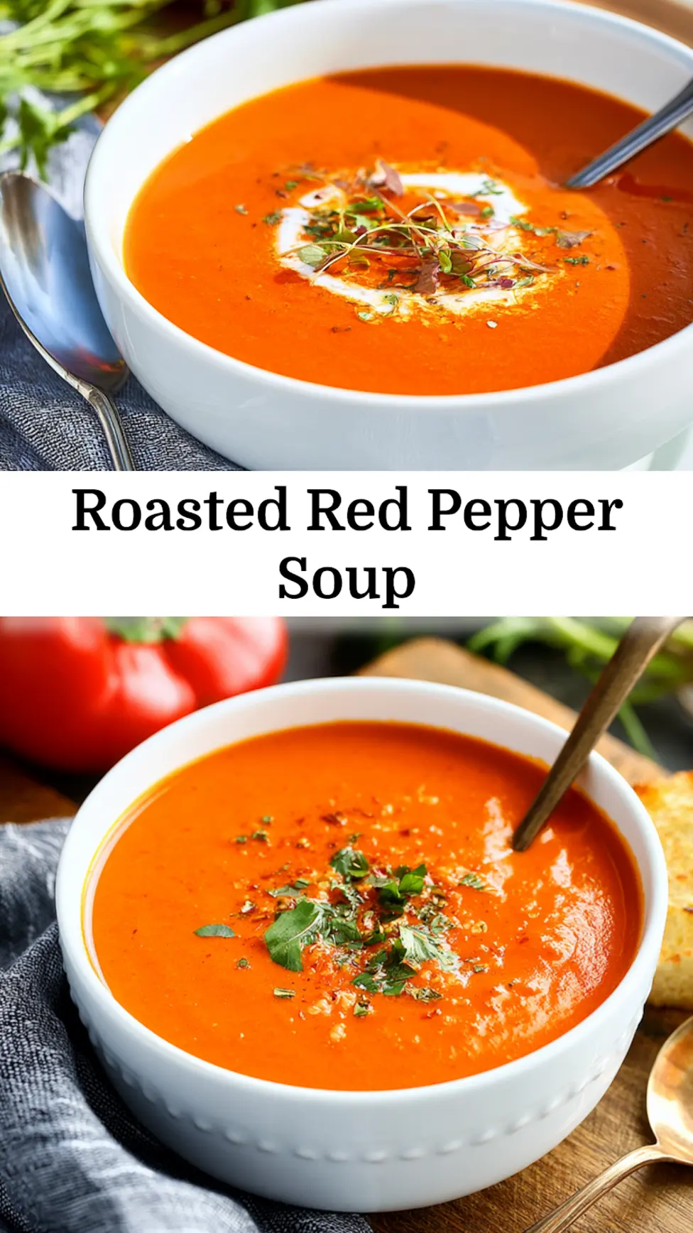 Vitamin C Roasted Red Pepper Soup Warm Comforting and Real Good 3 Roasted Red Pepper Soup recipe, served and ready to eat, easy homemade dish_pin