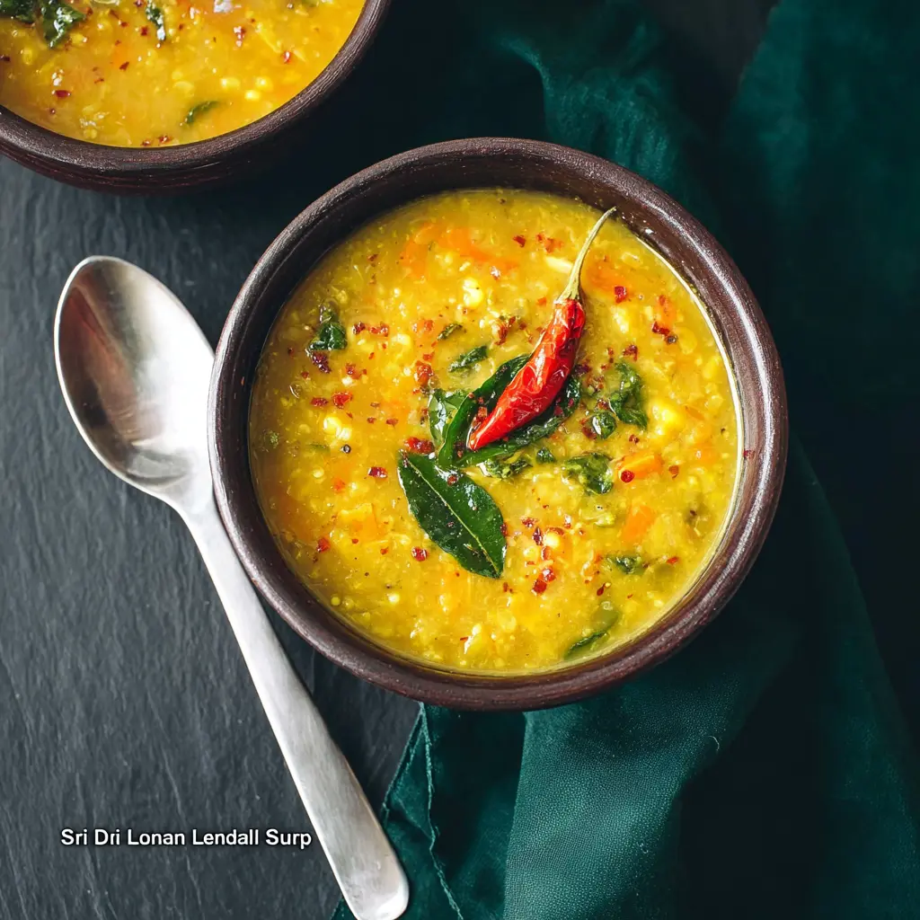 Sri Lankan Coconut Lentil Dhal Soup Cozy New Way to Make This Satisfying Bowl 2 Sri Lankan Coconut Lentil Dhal Soup recipe, served and ready to eat, easy homemade dish