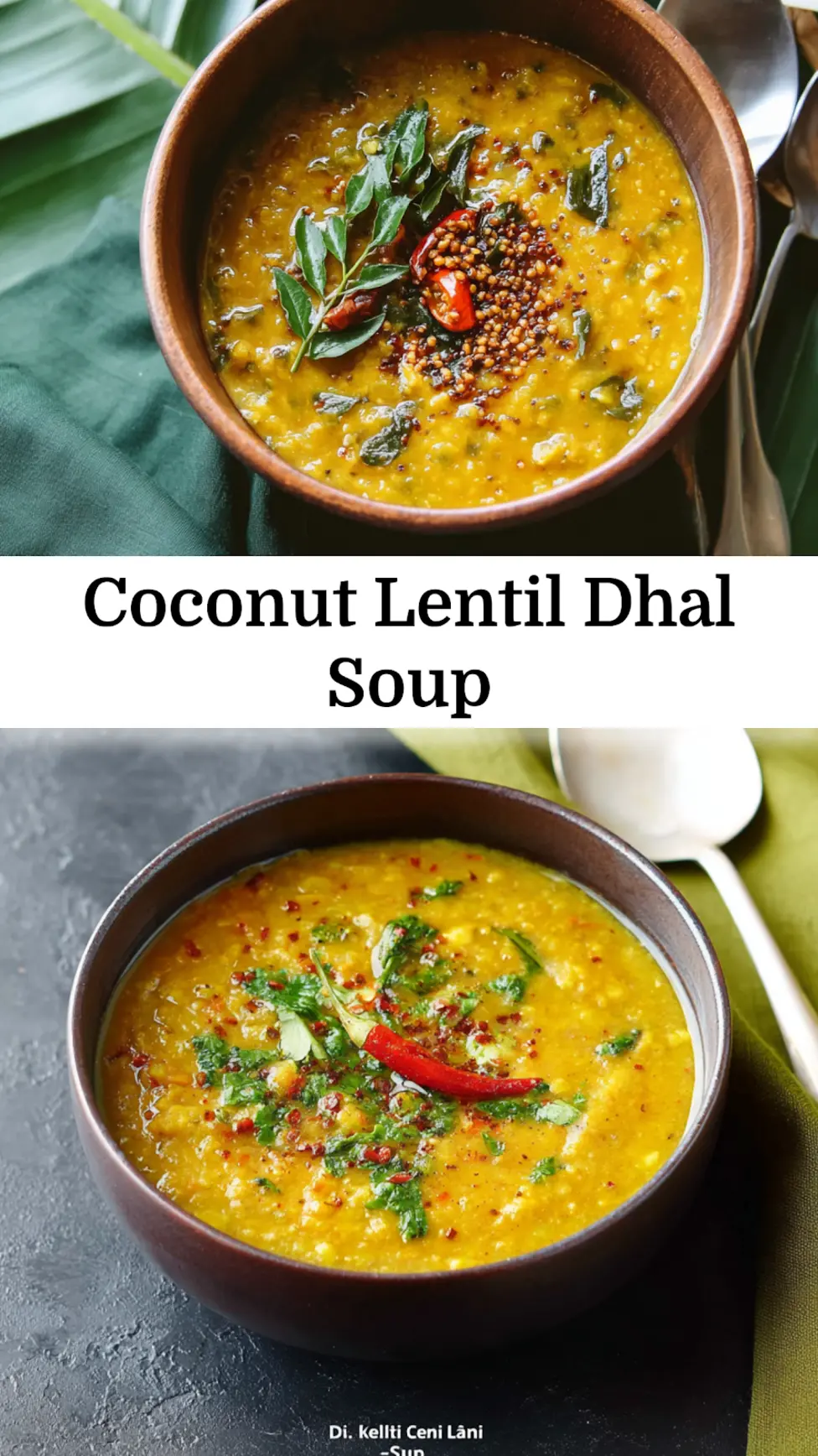 Sri Lankan Coconut Lentil Dhal Soup Cozy New Way to Make This Satisfying Bowl 3 Sri Lankan Coconut Lentil Dhal Soup recipe, served and ready to eat, easy homemade dish_pin