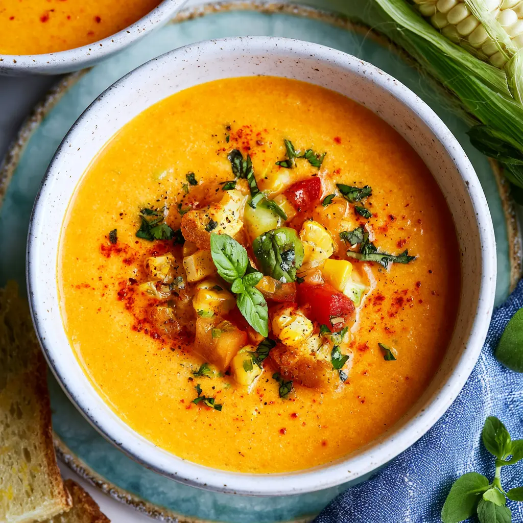 Anti-Inflammatory Summer Corn Gazpacho Vibrant Fresh Recipe Your Family Will Love 2 Summer Corn Gazpacho served in a bowl, ready to eat