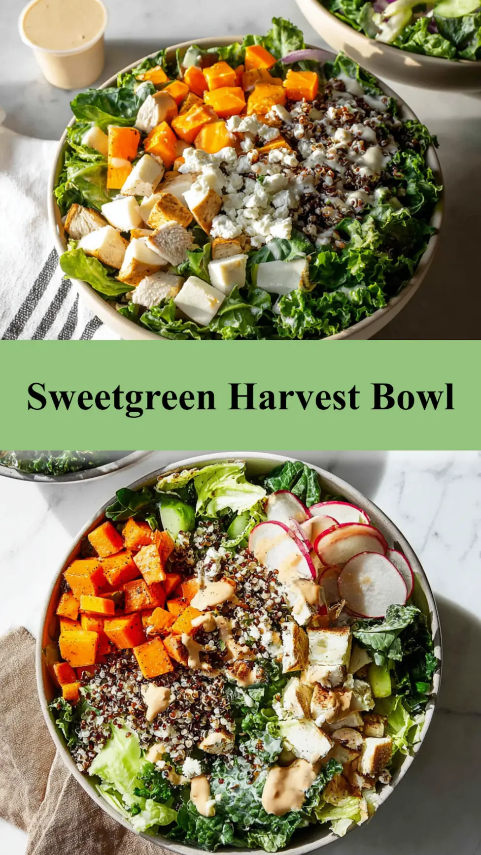 Sweetgreen Harvest Bowl recipe, served and ready to eat, easy homemade dish