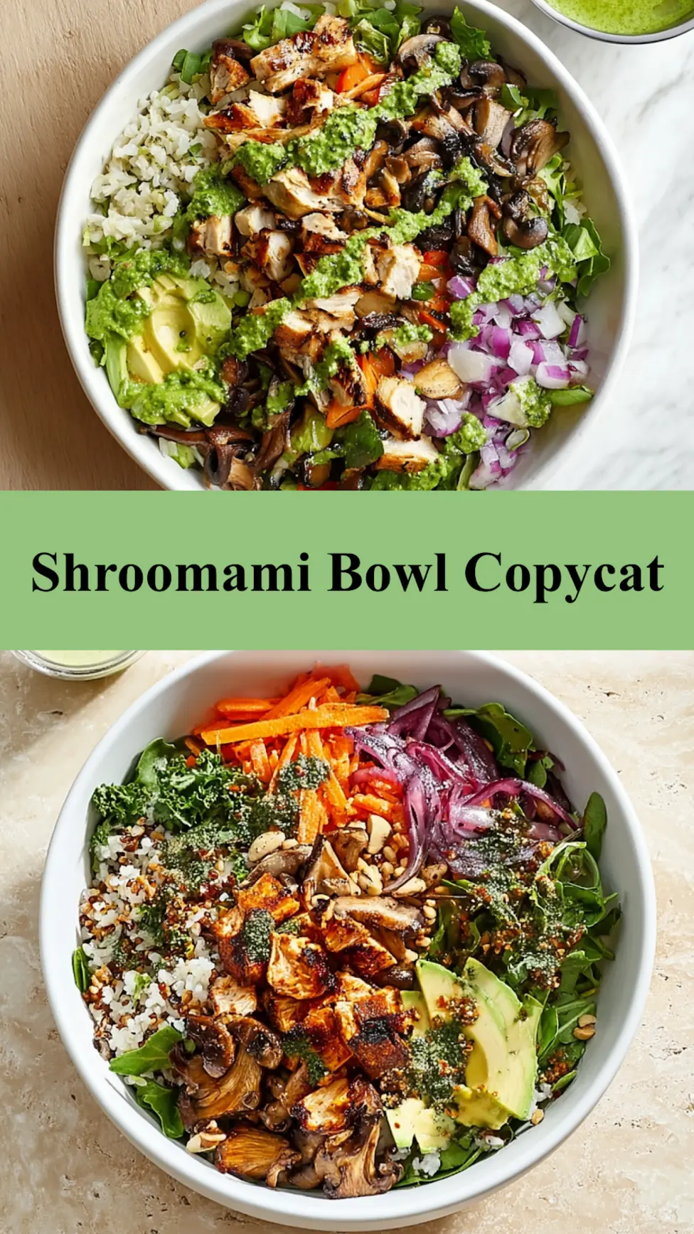 Sweetgreen Shroomami Bowl recipe, served and ready to eat, easy homemade dish_pin