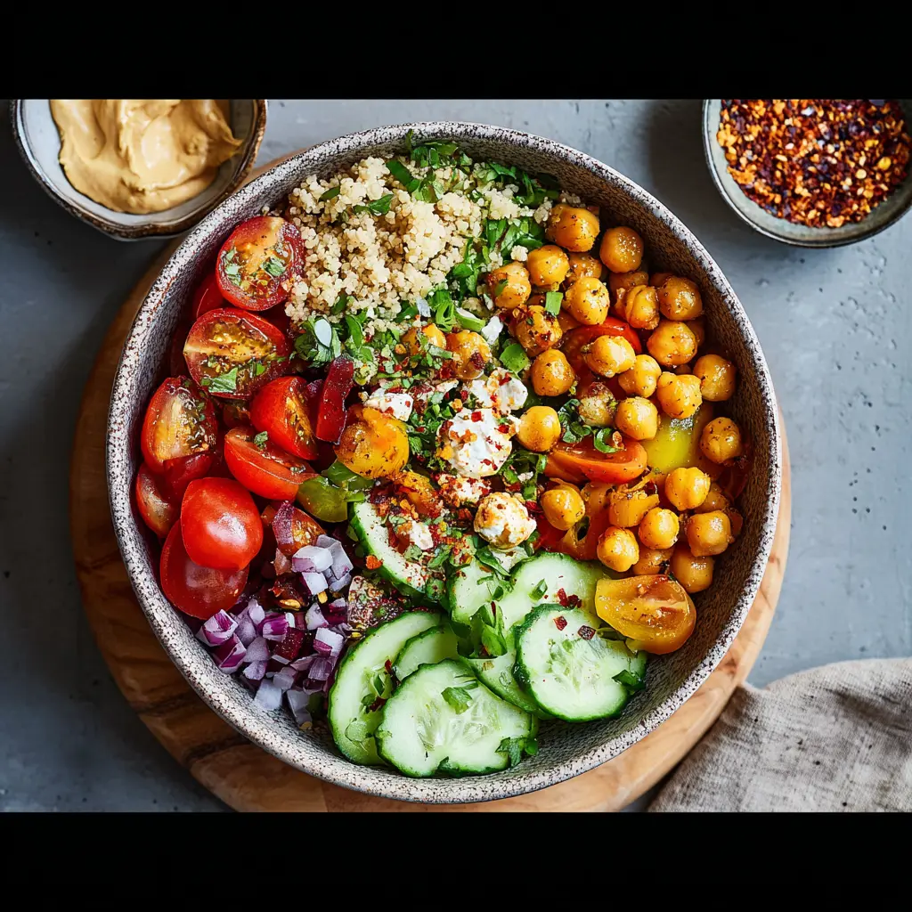 Tomato Cucumber Chickpea Buddha Bowl Vibrant Fresh Way to Make Real Meals 2 Tomato Cucumber Chickpea Buddha Bowl served and ready to eat