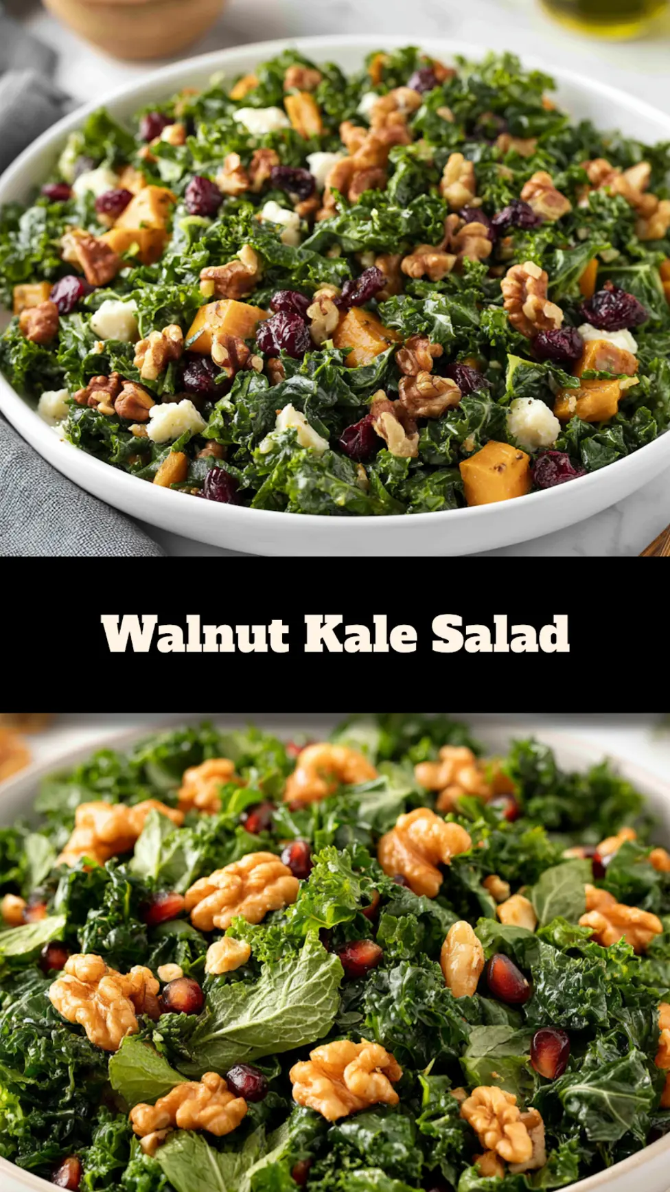 Anti-Inflammatory Walnut Kale Salad Your New Favorite Vibrant Fresh Bowl 3 Walnut Kale Salad recipe, served and ready to eat, easy homemade dish_pin