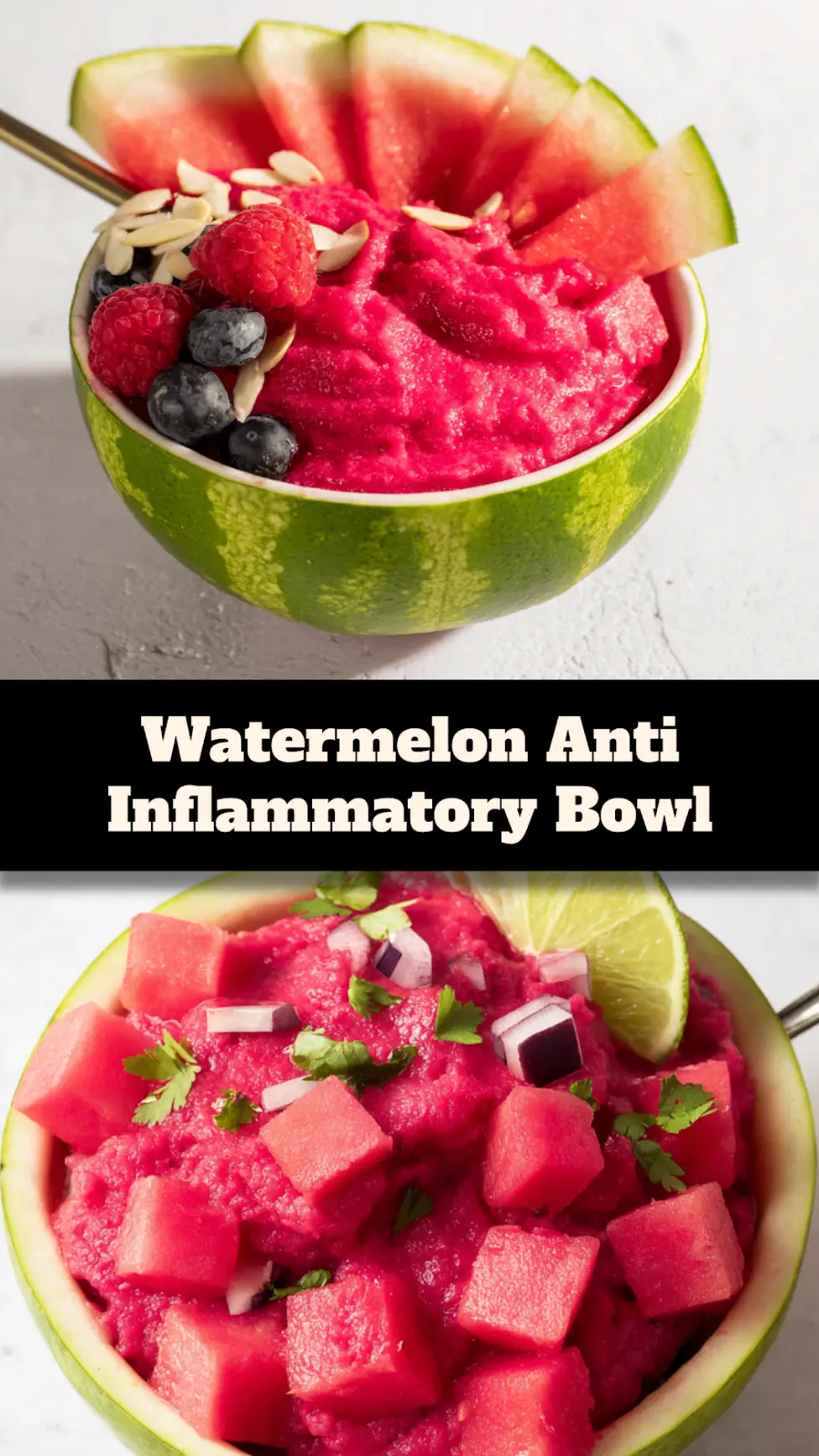 Watermelon Anti Inflammatory Bowl recipe, served and ready to eat, easy homemade dish