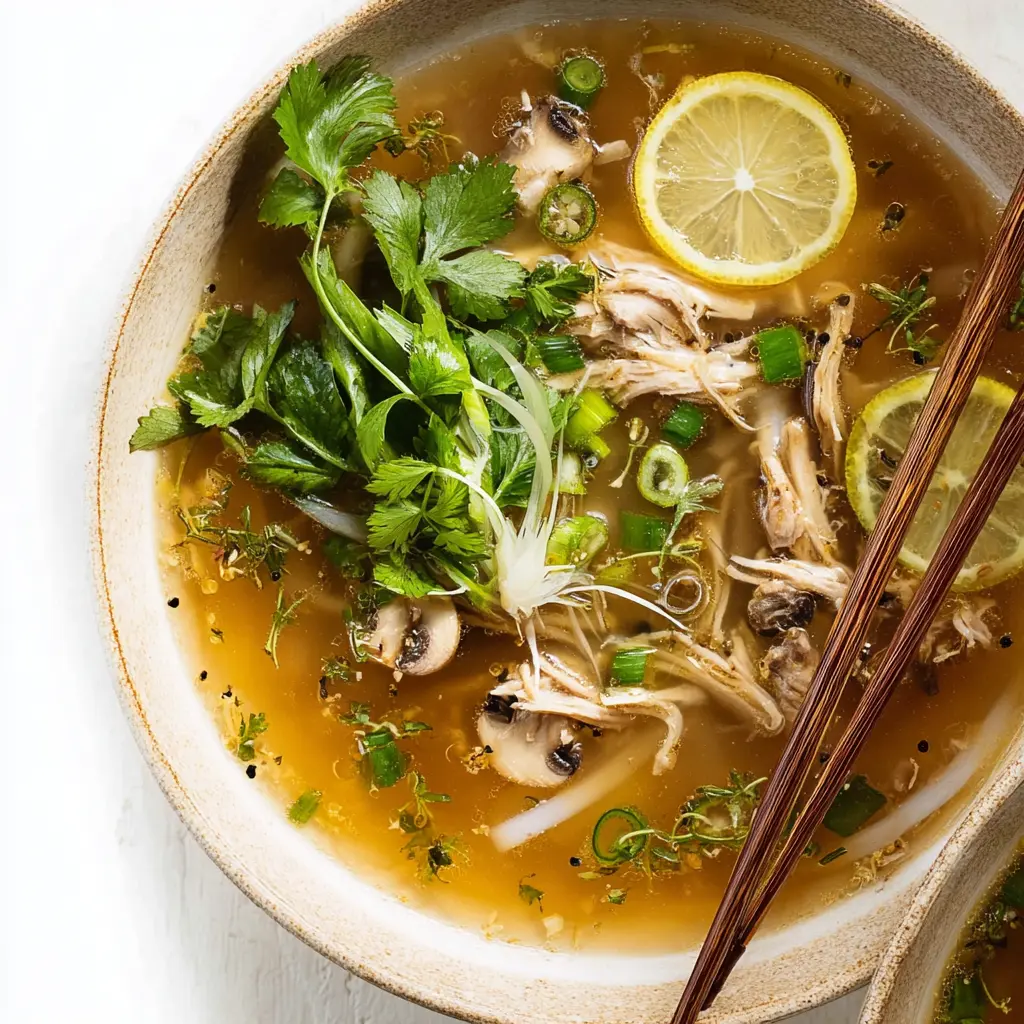 Winter Immunity Pho Bone Broth recipe, served and ready to eat, easy homemade dish