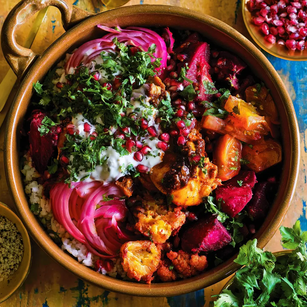 Berbere Chicken Roasted Beet Bowl Vibrant New Way to Make a Real Satisfying Dinner 1 Berbere Chicken Roasted Beet Bowl recipe, served and ready to eat, easy homemade dish