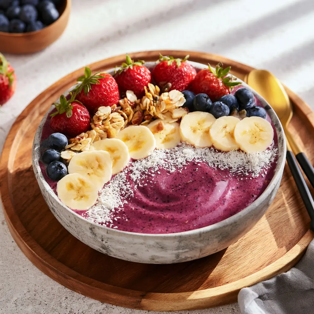 Collagen Protein Breakfast Smoothie Bowl Vibrant and Better Way to Make Your Morning Real 1 Collagen Protein Breakfast Smoothie Bowl recipe, served and ready to eat, easy homemade dish