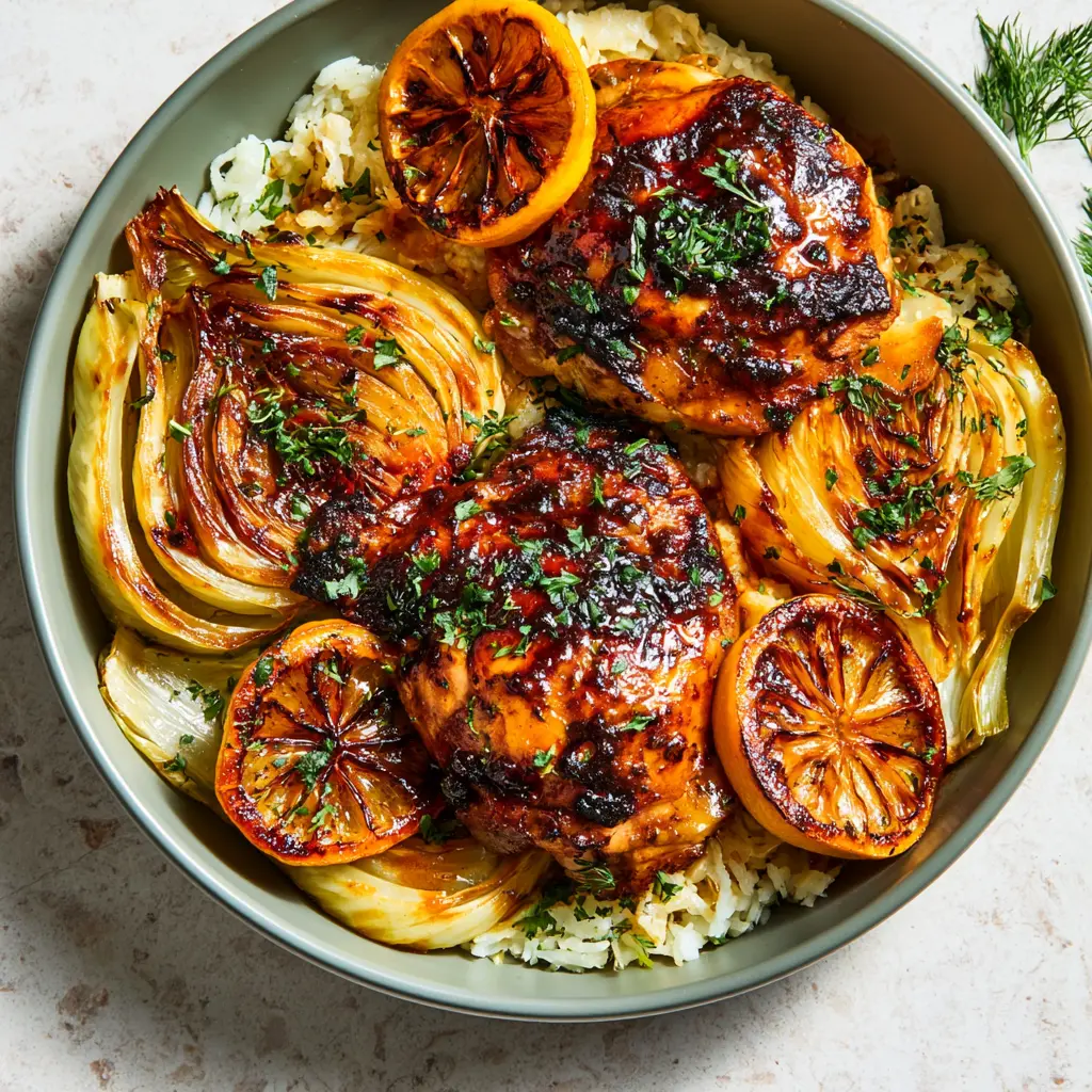 BBQ Chicken Roasted Fennel Bowl Satisfying Real Flavors You Need to Love Now 2 BBQ Chicken Roasted Fennel Bowl recipe, served and ready to eat, easy homemade dish