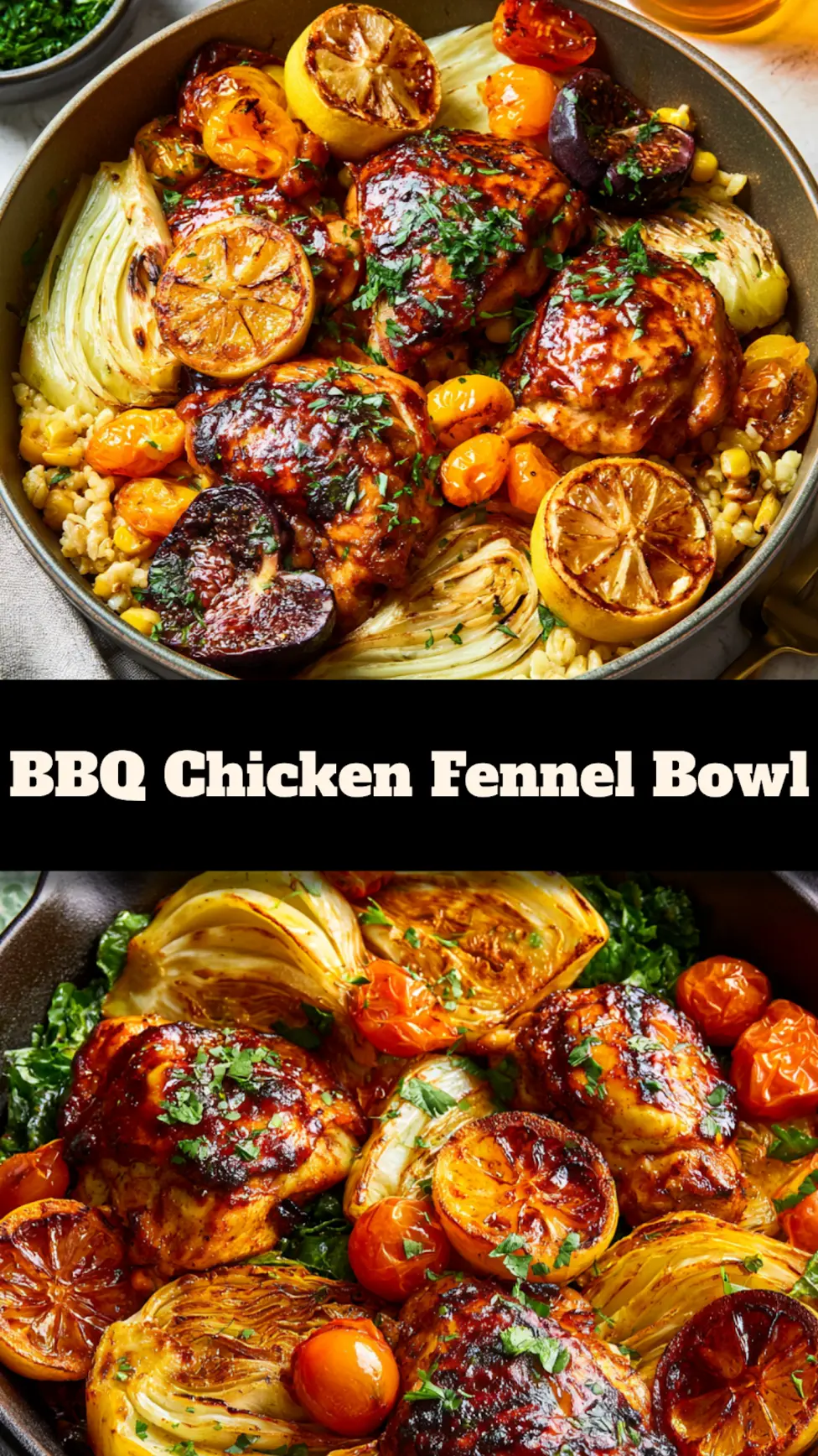 BBQ Chicken Roasted Fennel Bowl Satisfying Real Flavors You Need to Love Now 3 BBQ Chicken Roasted Fennel Bowl recipe, served and ready to eat, easy homemade dish