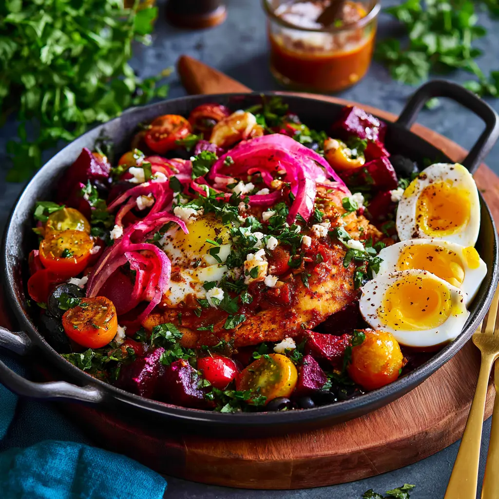Berbere Chicken Roasted Beet Bowl Vibrant New Way to Make a Real Satisfying Dinner 2 Berbere Chicken Roasted Beet Bowl served in a bowl, ready to eat, easy homemade dish