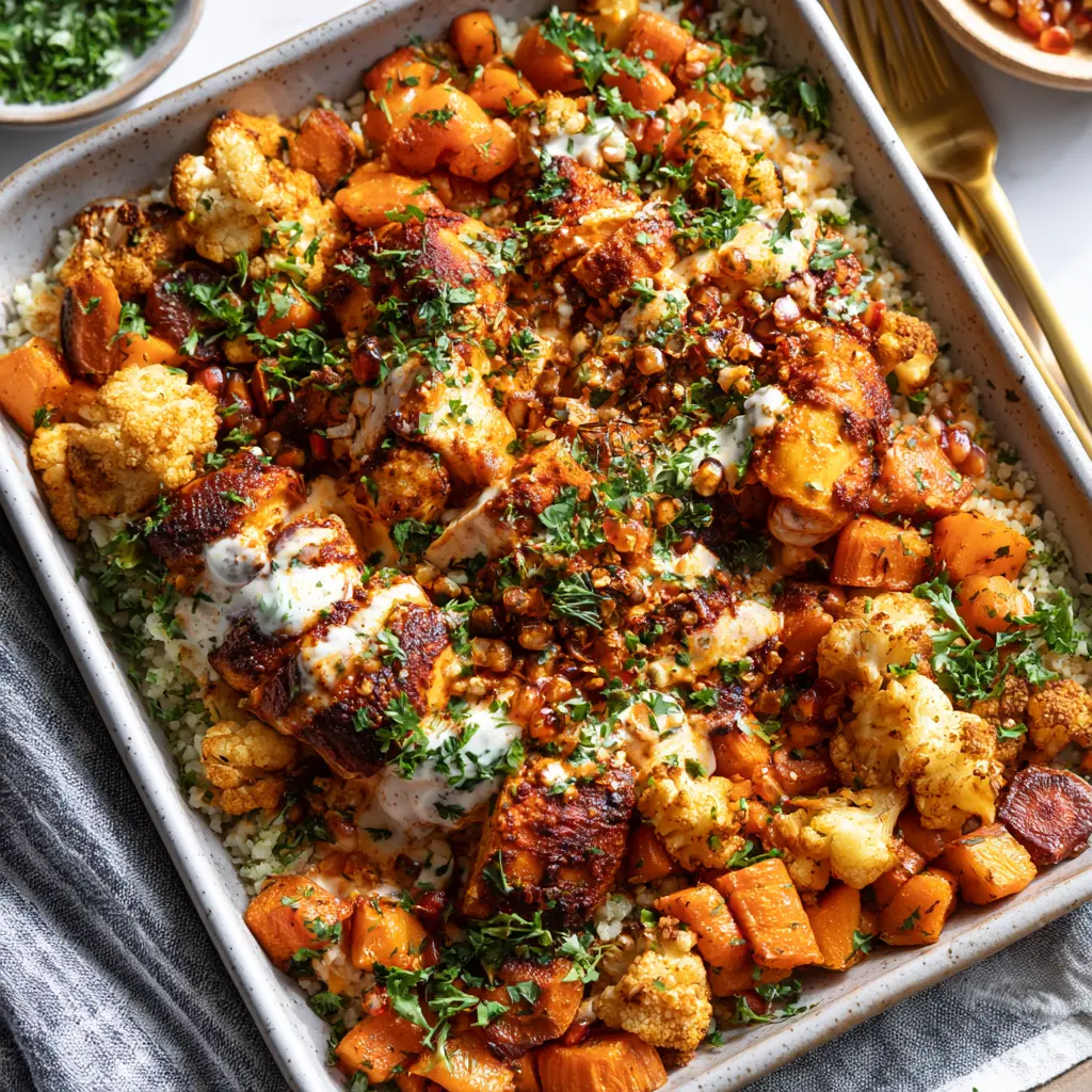Harissa Chicken Roasted Carrot Bowl Vibrant New Way to Make This Great Dinner 2 Harissa Chicken Roasted Carrot Bowl served and ready to eat, an easy homemade dish