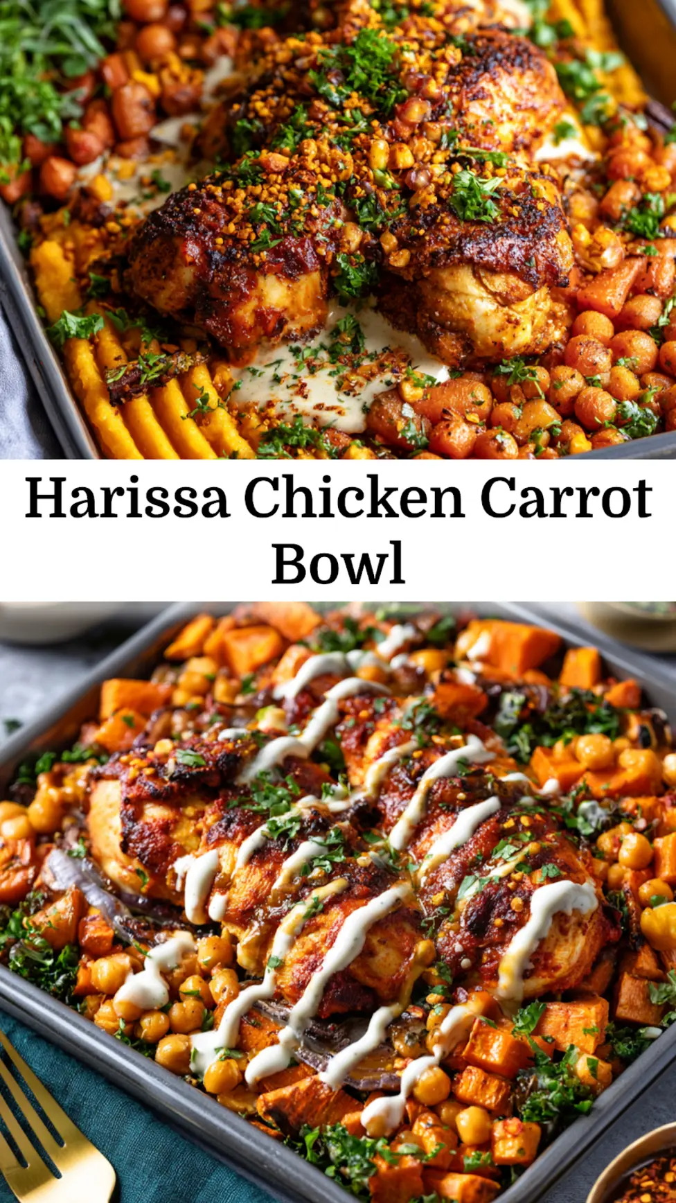 Harissa Chicken Roasted Carrot Bowl Vibrant New Way to Make This Great Dinner 3 Harissa Chicken Roasted Carrot Bowl served and ready to eat, an easy homemade dish