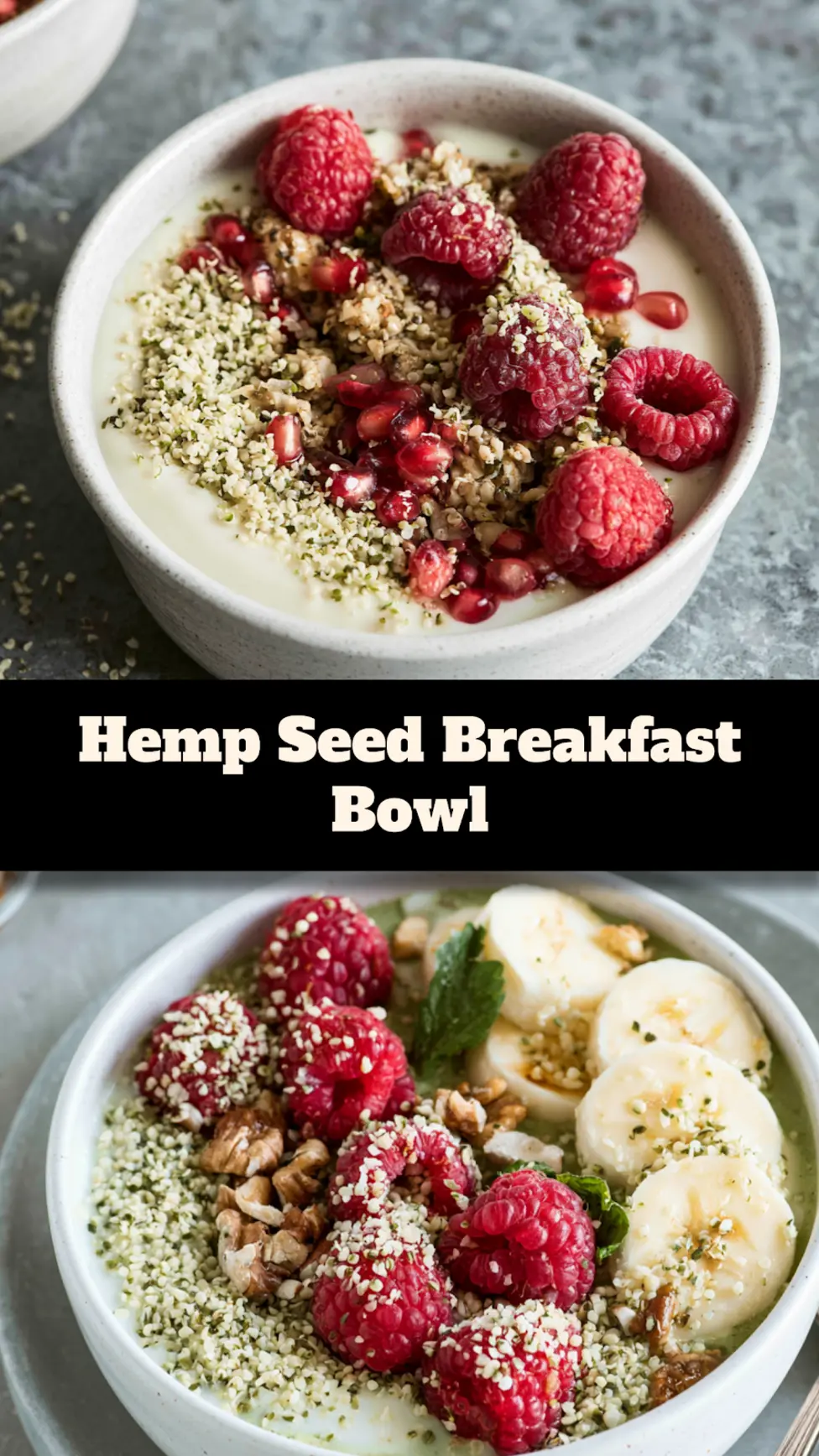 Hemp Seed Protein Breakfast Bowl Satisfying Real Way to Make Your Morning Better 3 Hemp Seed Protein Breakfast Bowl recipe pin easy high-protein breakfast with cottage cheese, raspberries, and hemp seeds